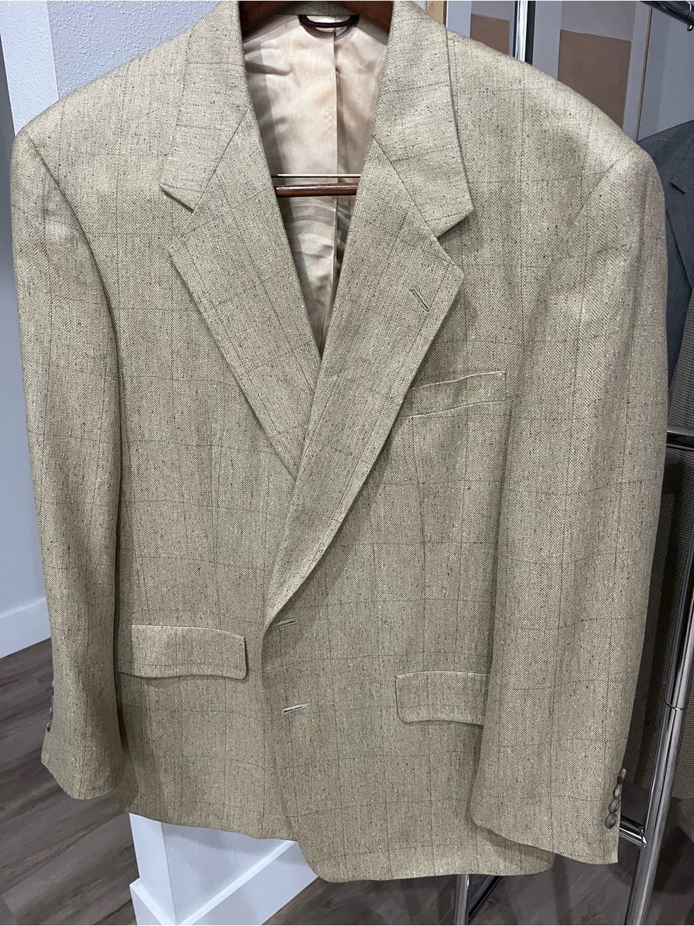 Hart Schaffner Marx Tan-Beige Linen-Blend Sport Coat